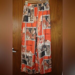 SHEIN Holiday Scarf Print Wide Leg Pants Fall Cloth For Women